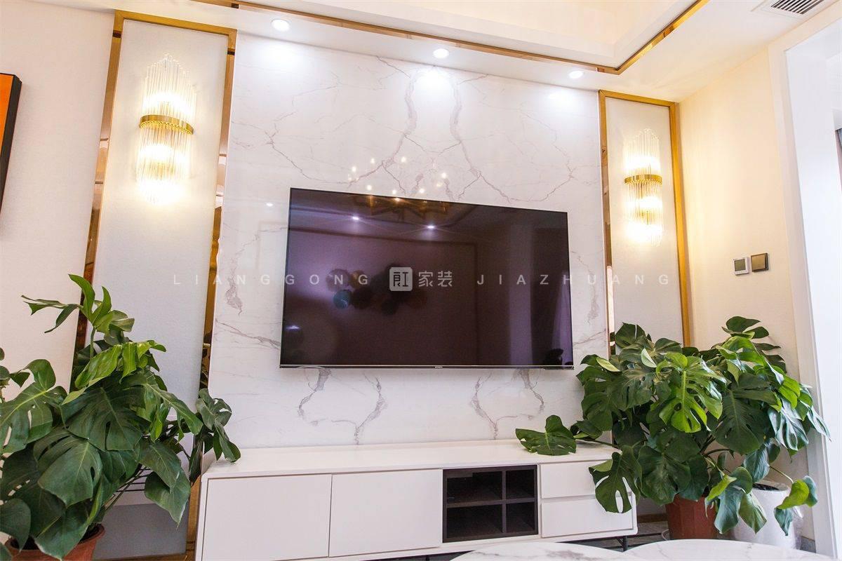 91㎡轻奢风格客厅装修案例